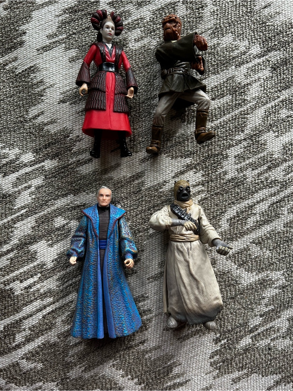 4 Star Wars Figures Jedi Episode 1  Chancellor Finis Valorum, Sabe, Tusken